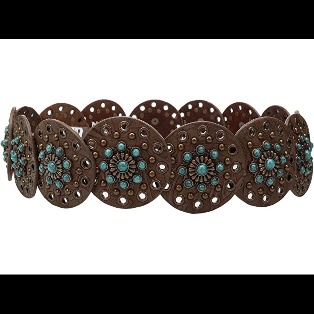 Nocona Wide Disk Conchos Floral Belt (Medium)